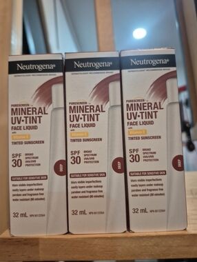 Neutrogena Purescreen Mineral UV-Tint Face Liquid SPF 30 - Deep Brown (3-Pack)